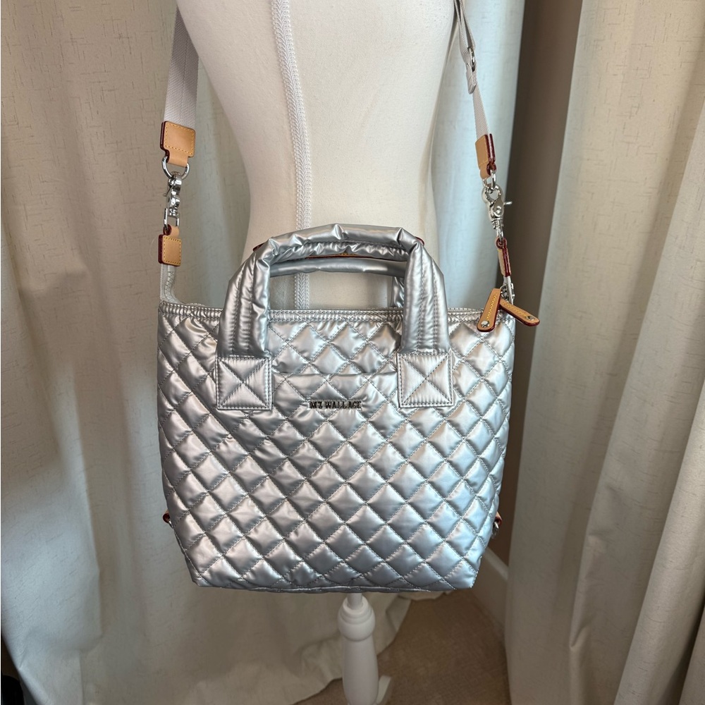 MZ Wallace Sutton Silver Quilted Women's Bag